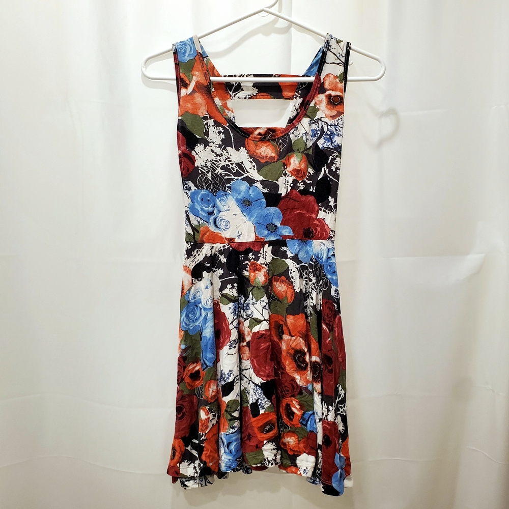 Vintage Collage Mini Dress With Back Cut-Out